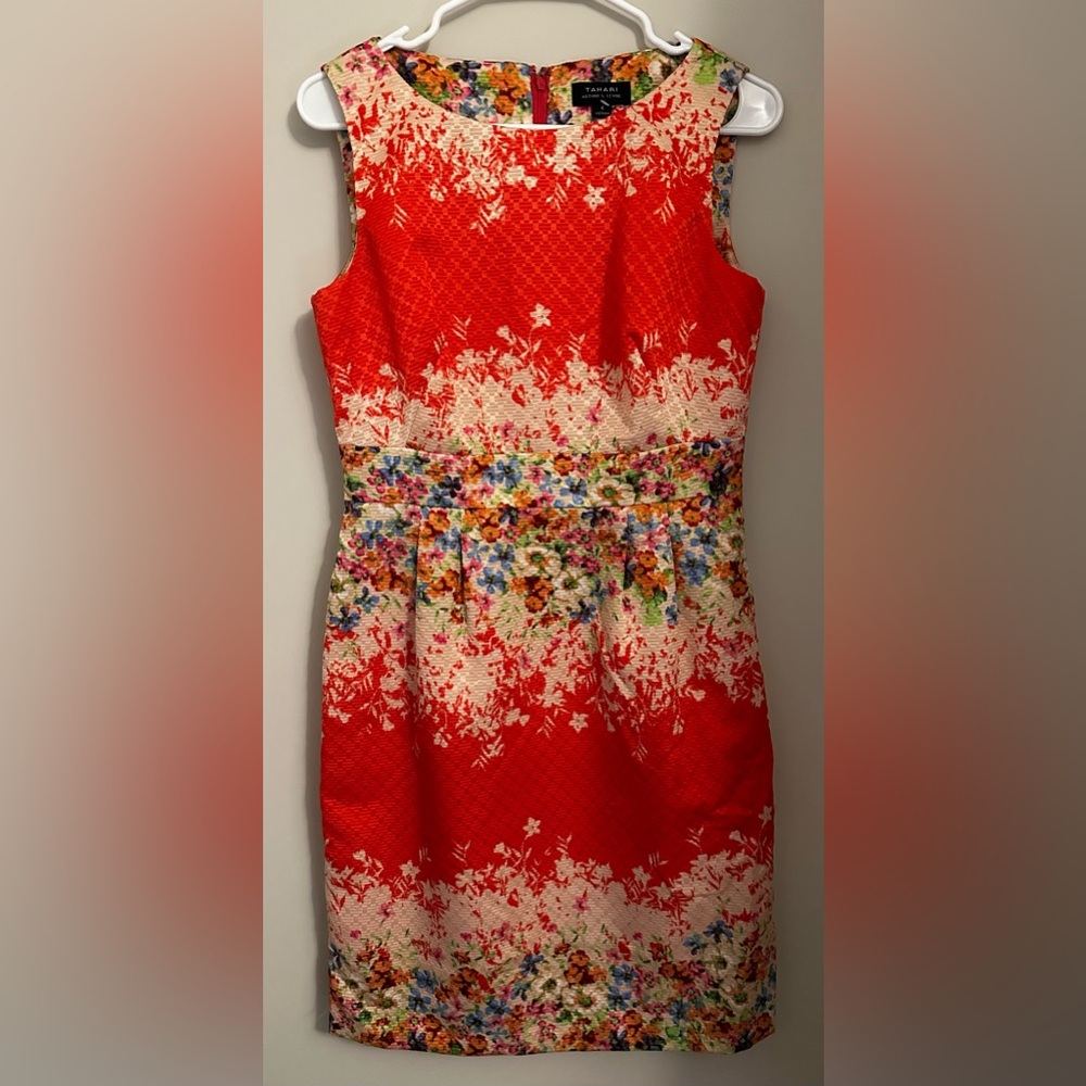 Tahari Arthur S. Levine floral sleeveless sheath midi dress